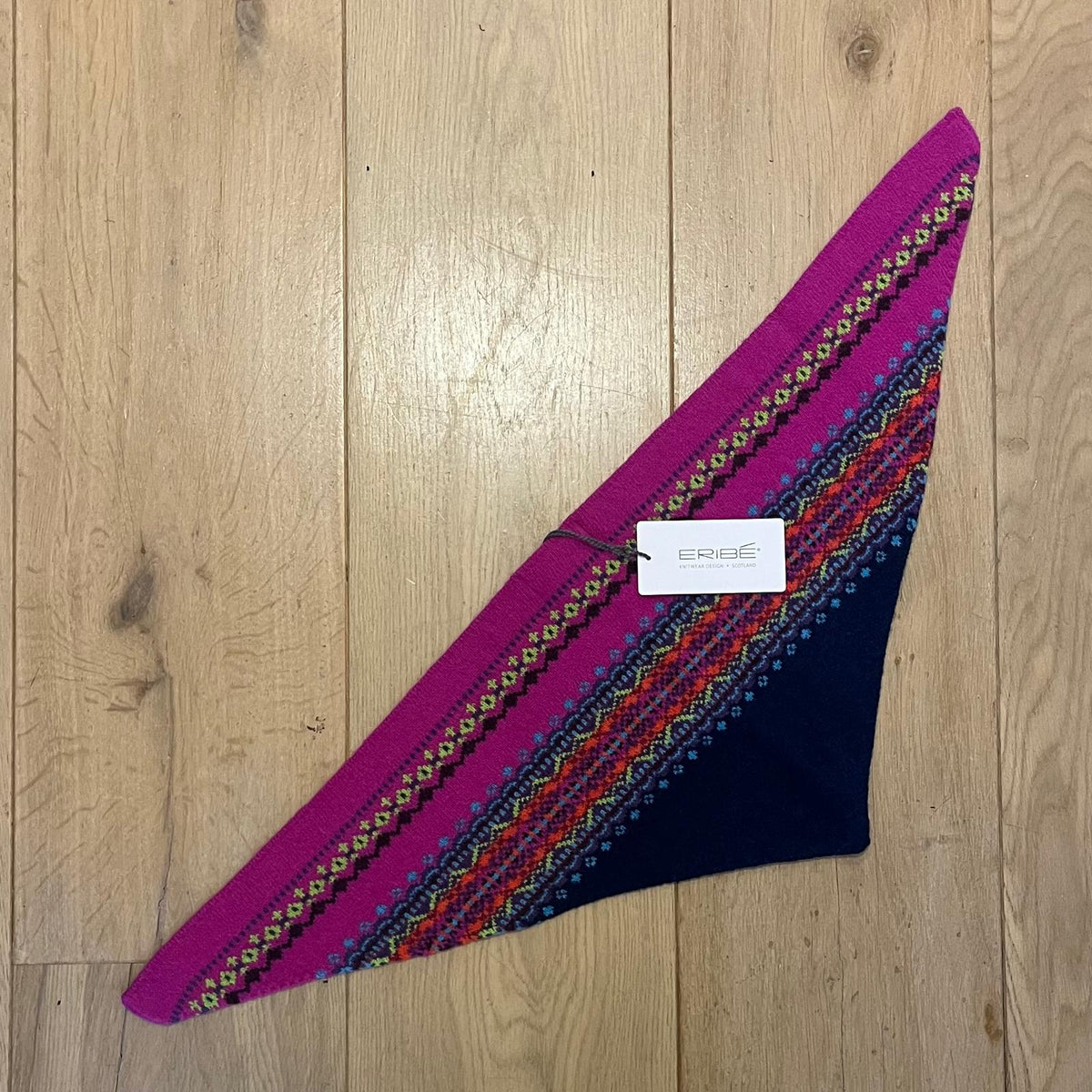 Eribé Wollen Driehoek Sjaal Dames | Navy & Pink - Eribé Knitwear-Accessoires