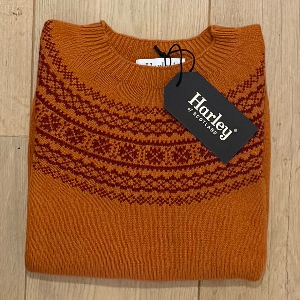 Harley of Scotland Fair Isle Trui Dames | Sienna/Russet Red - Harley of Scotland-Vesten