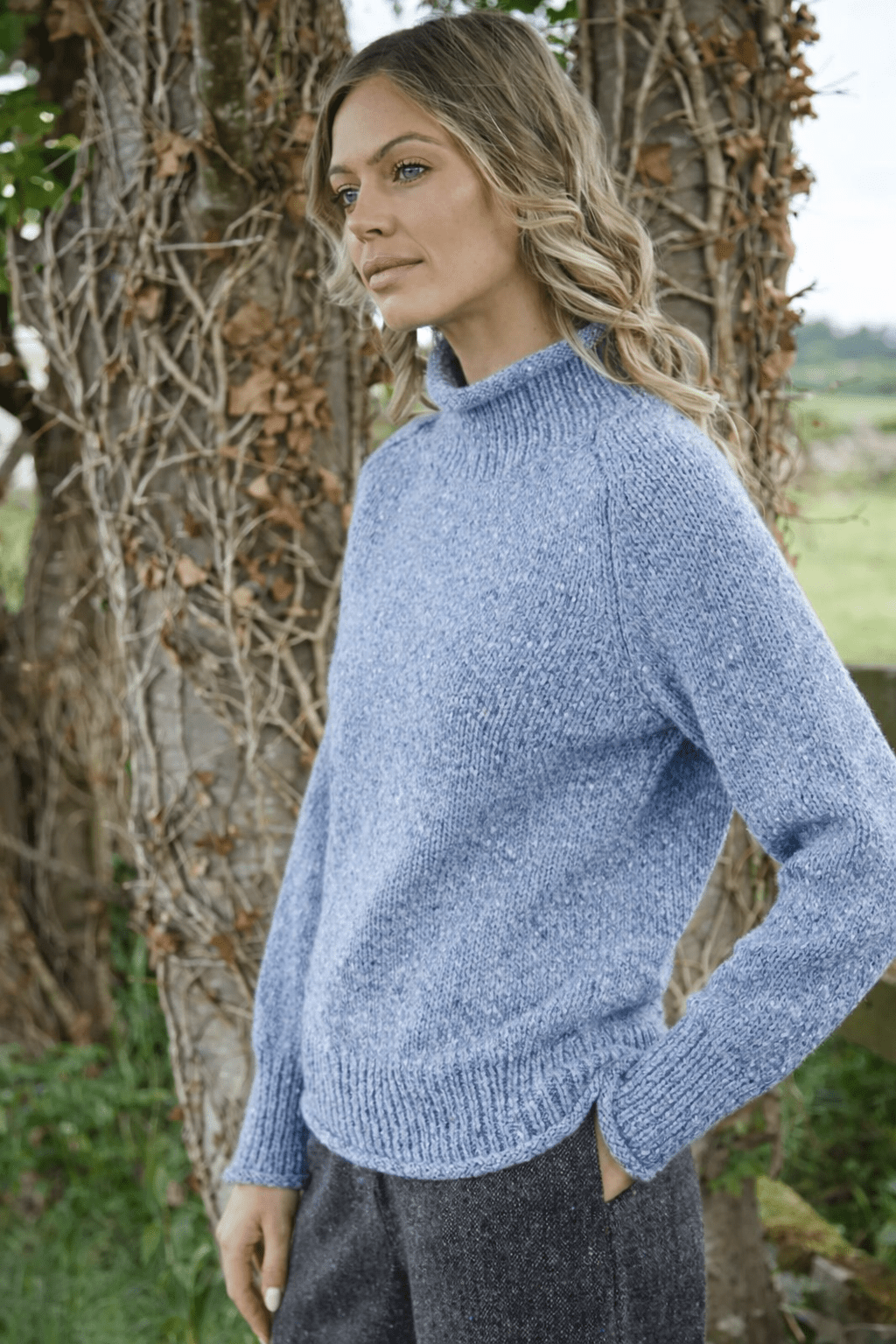 Wollen Trui | Saddle Shoulder | Sky Blue | Het Wolhuisje