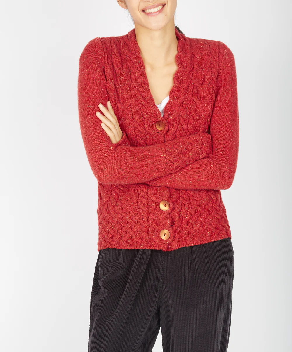 Irish Wool Cable Knit Cardigan | Marina