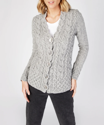 Irish Wool Cable Knit Cardigan | Marina