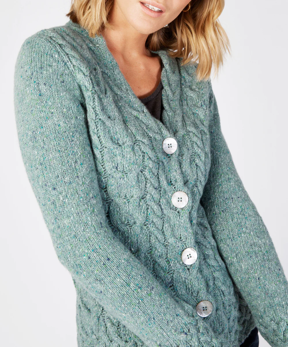 Irish Wool Cable Knit Cardigan | Marina