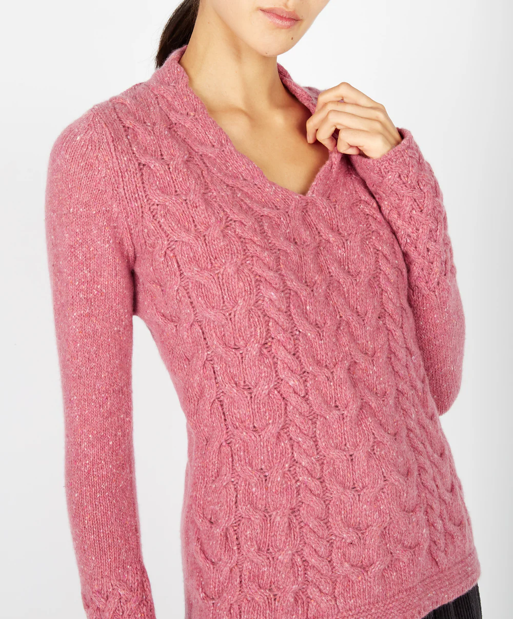 Irish Wool V Neck Sweater | Ocean Mist 