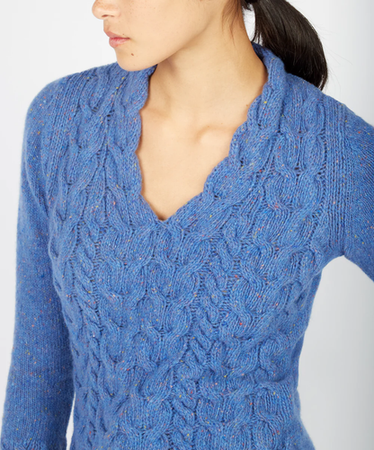 Irish Wool V Neck Sweater | Ocean Mist 