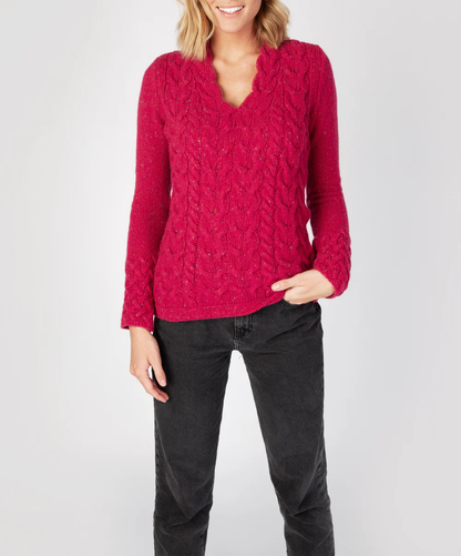 Irish Wool V Neck Sweater | Ocean Mist 