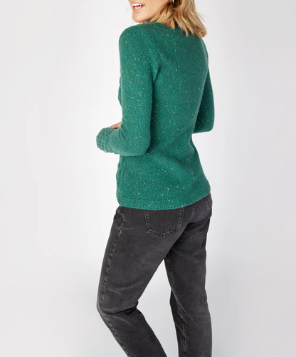 Irish Wool V Neck Sweater | Ocean Mist 