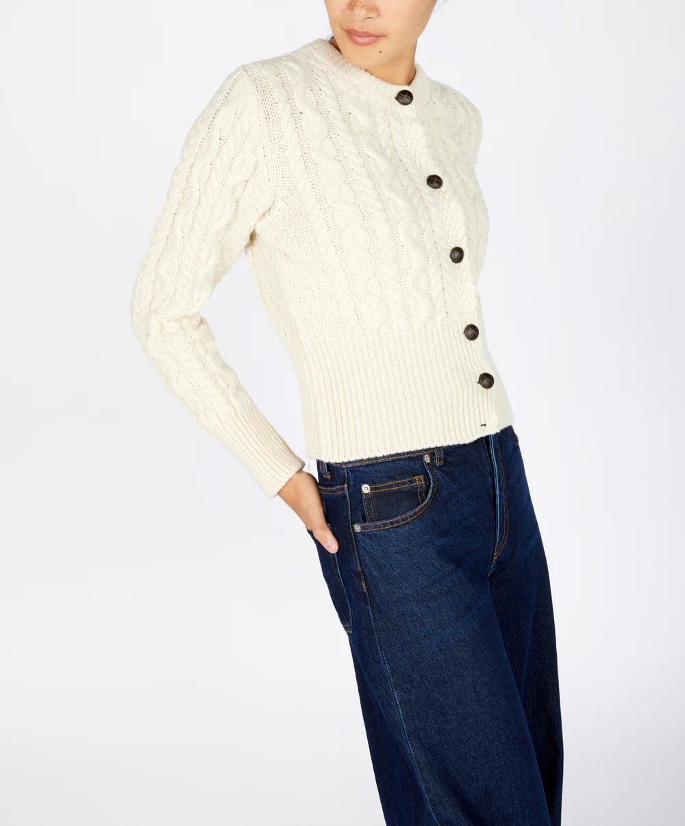 Cropped Cardigan | Elva | Natural - Irelands Eye Knitwear - Truien
