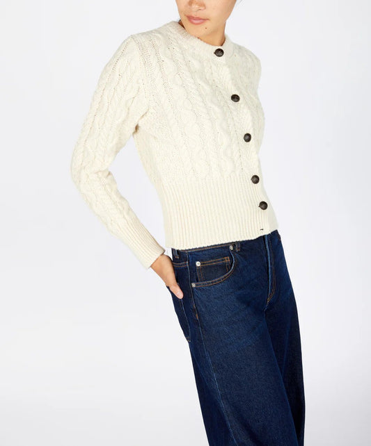 Cropped Cardigan | Elva | Natural - Irelands Eye Knitwear - Truien