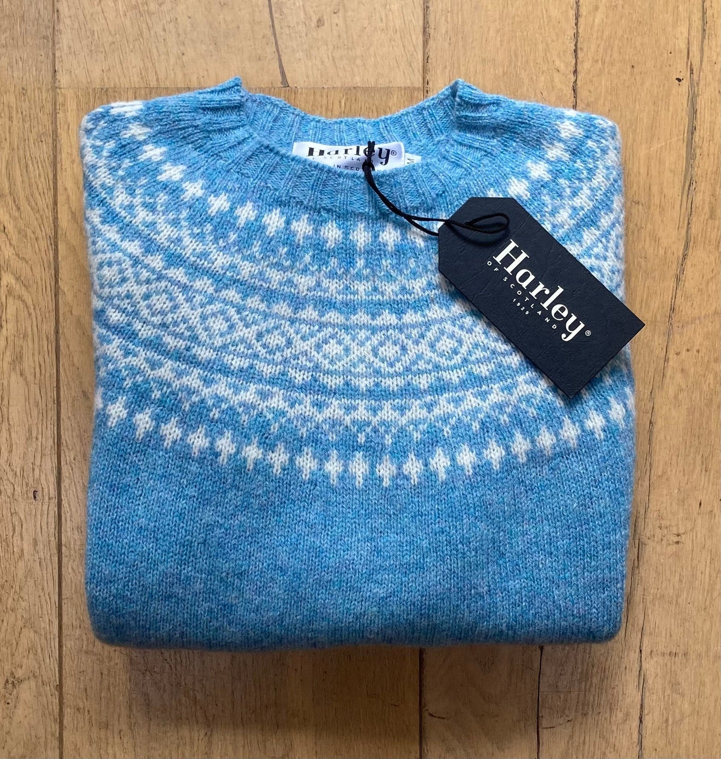 Fair Isle Trui Dames | Harley Of Scotland | Lichtblauw - Harley of Scotland - Vesten