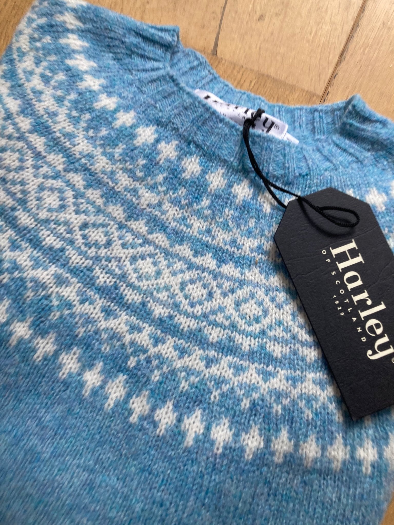 Fair Isle Trui Dames | Harley Of Scotland | Lichtblauw - Harley of Scotland - Vesten