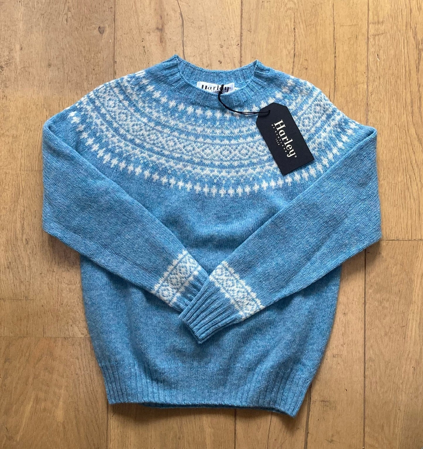 Fair Isle Trui Dames | Harley Of Scotland | Lichtblauw - Harley of Scotland - Vesten