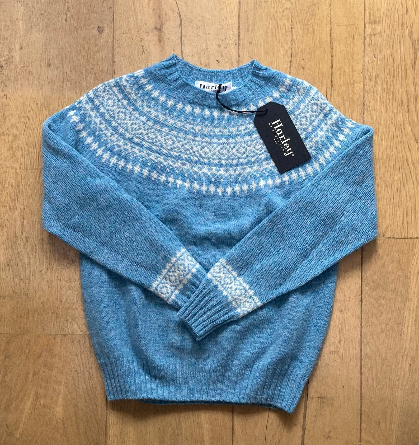 Fair Isle Trui Dames | Harley Of Scotland | Lichtblauw - Harley of Scotland - Vesten
