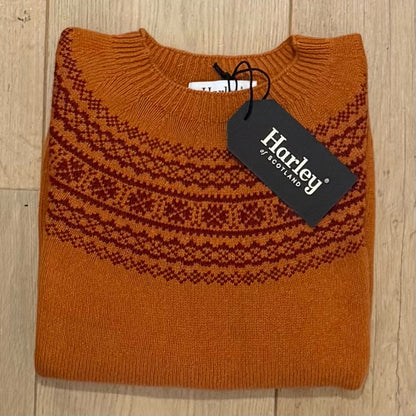 Harley of Scotland Fair Isle Trui Dames | Sienna/Russet Red - Harley of Scotland-Vesten