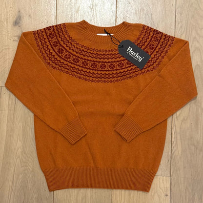 Harley of Scotland Fair Isle Trui Dames | Sienna/Russet Red - Harley of Scotland-Vesten