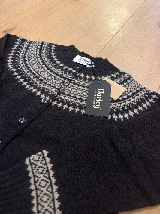Harley of Scotland Fair Isle Vest Dames | Charcoal/Cameo - Harley of Scotland-Vesten