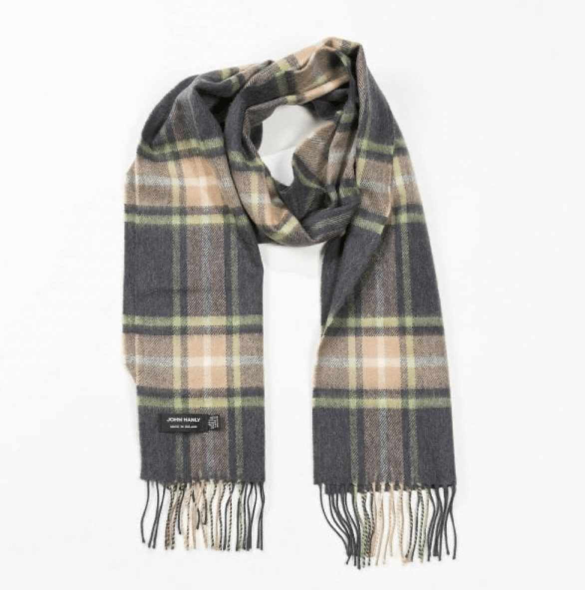 Merino Sjaal | Blauw Groen Geruit No. 192 - john hanly - Accessoires