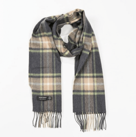 Merino Sjaal | Blauw Groen Geruit No. 192 - john hanly - Accessoires