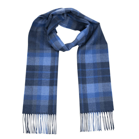 Merino Sjaal | Blauwe Geruit - john hanly - Accessoires