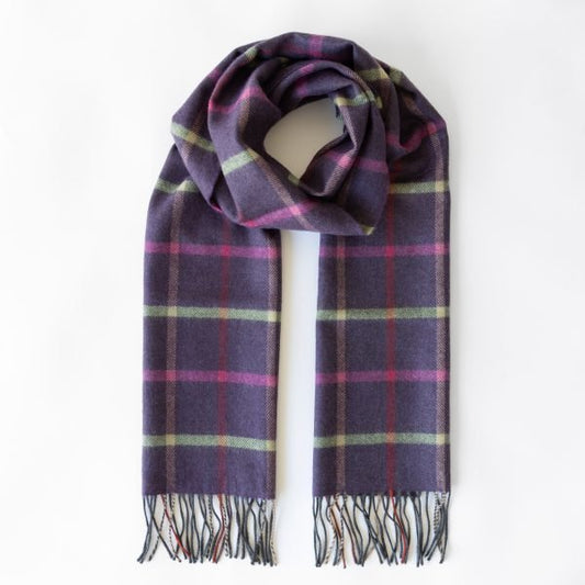 Merino Sjaal | Paars Roze Groen Geruit No. 813 - john hanly - Accessoires