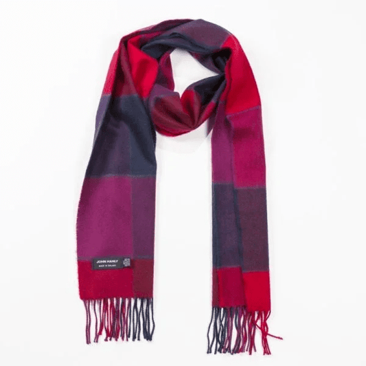 Merino Sjaal | Rood Paar Geblokt No. 120 - john hanly - Accessoires