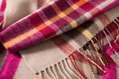 Merino Sjaal | Roze Beige Geruit No. 808 - john hanly - Accessoires