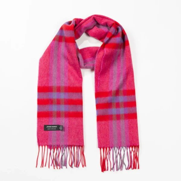 Merino Sjaal | Roze Geruit - john hanly - Accessoires