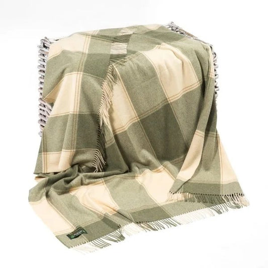 Wollen Plaid | Green Cream Checked - John Hanly - Plaid