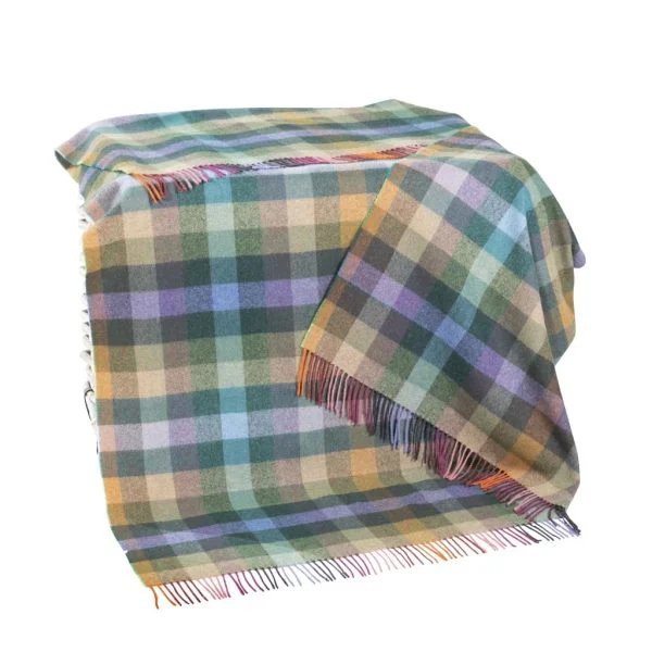 Wollen Plaid | Warm Blue Yellow Checked - John Hanly - Plaid