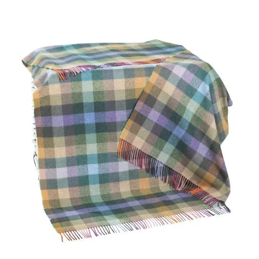 Wollen Plaid | Warm Blue Yellow Checked - John Hanly - Plaid