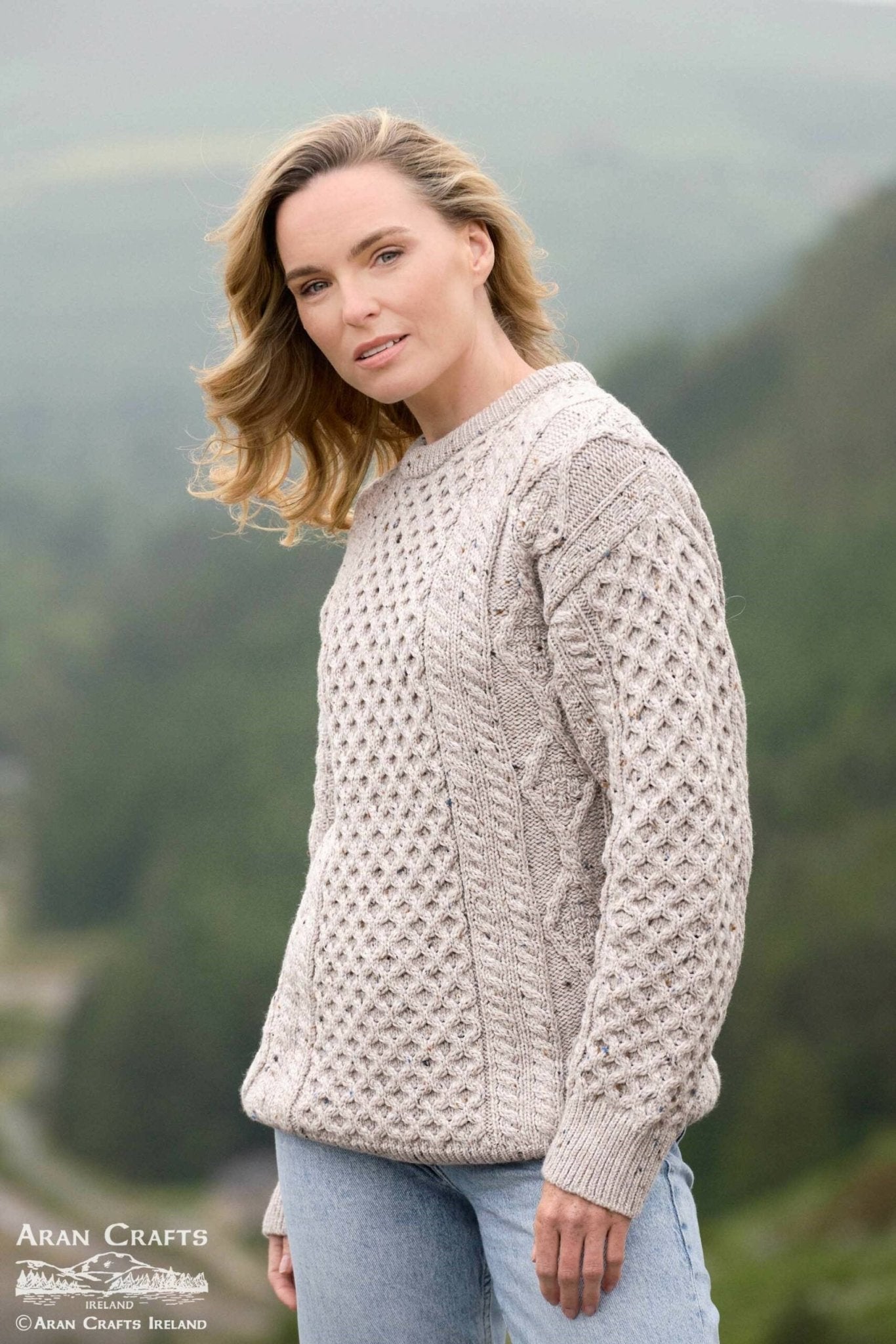 Wollen Trui | Dames | Oatmeal - Aran Crafts - Truien