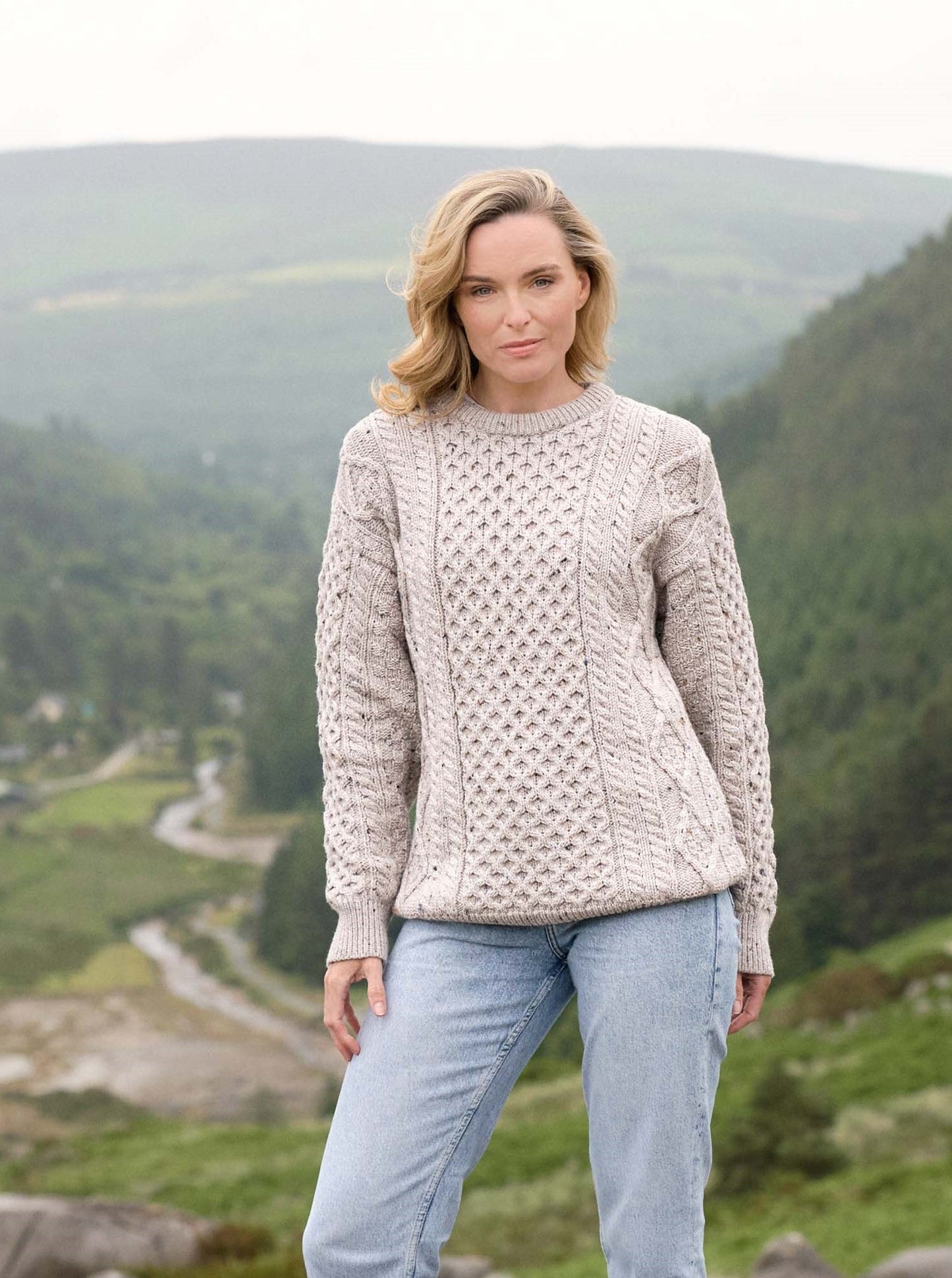 Wollen Trui | Dames | Oatmeal - Aran Crafts - Truien