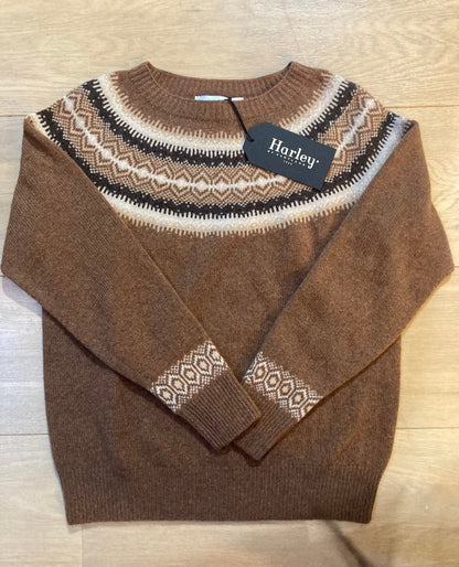 Wollen Trui | Extra Zachte Lamswol (Brown Patt) - Harley of Scotland - Truien