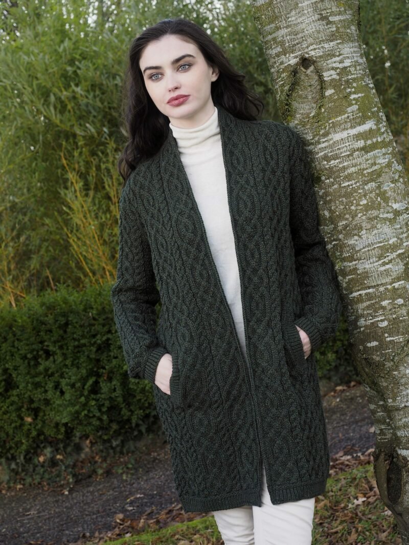 Wollen Vest | Dames | Army Green - Aran Crafts - Vesten